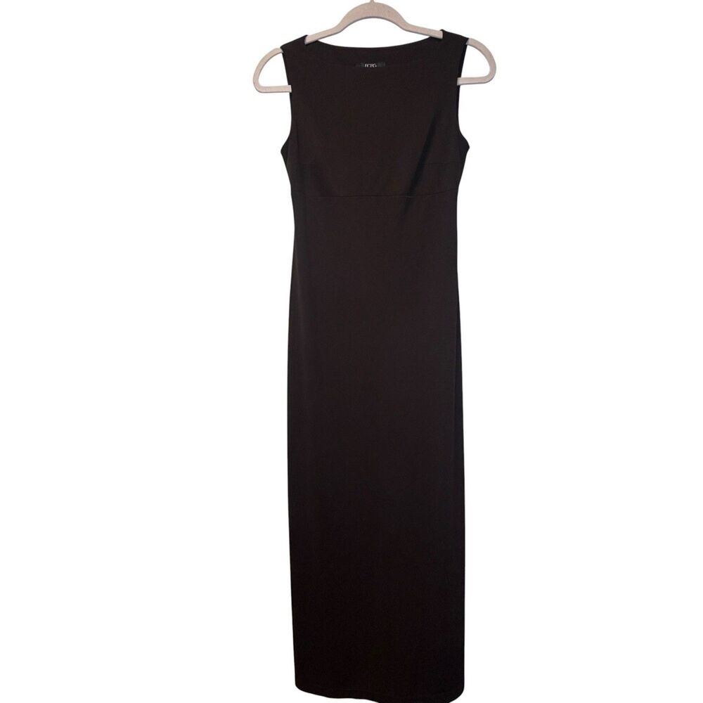 BCBG Women’s Brown Solid Maxi Dress Sleeveless Scoop Neck Knit Polyester Size 8